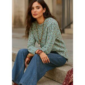 Altar'd State NWT $70 Mint Multi Speckled Knit Sweater Pullover Womens SM Boho